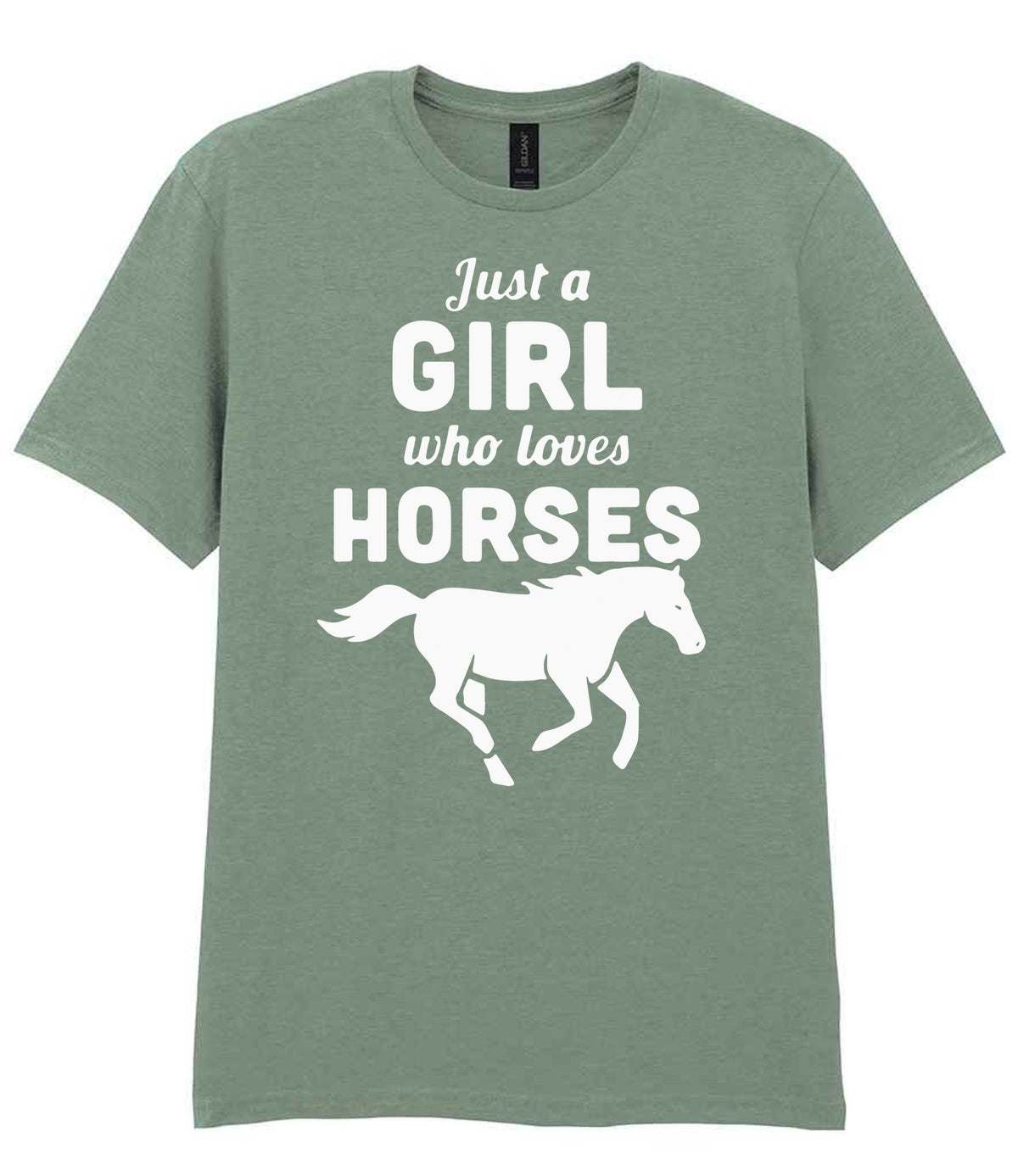 Girl Who Loves Horses t-shirt in sage