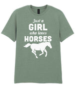 Girl Who Loves Horses t-shirt in sage