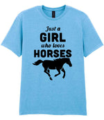 Girl Who Loves Horses t-shirt in sky blue