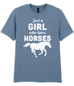 Girl Who Loves Horses t-shirt in stone blue
