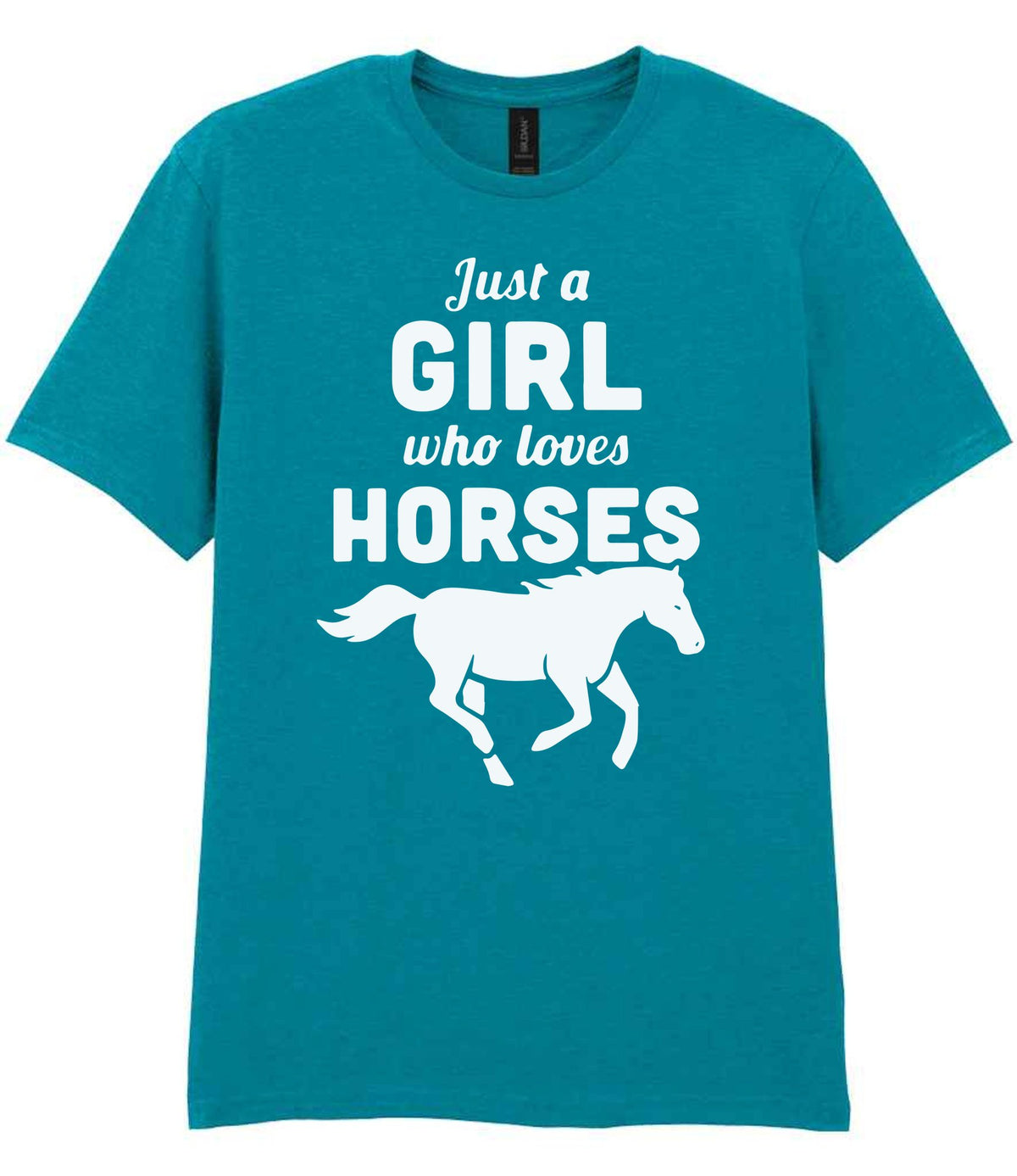 Girl Who Loves Horses t-shirt in tropical blue