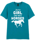 Girl Who Loves Horses t-shirt in tropical blue