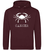Cancer hoodie in burgundy
