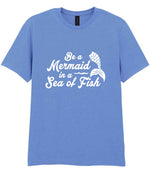 Be a Mermaid in a Sea of Fish t-shirt in carolina blue
