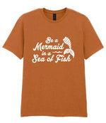 Be a Mermaid in a Sea of Fish t-shirt in fan texas orange