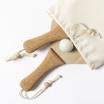 Bubbak Beach Rackets – Natural Wooden Paddle Set with Cork Handles