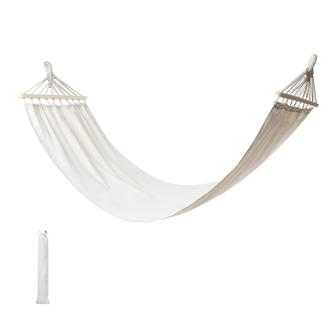 Niobex Hammock – Durable Canvas Hammock with Natural Wood Stands