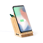 Bloxem Multifunctional Pen Holder – Bamboo Wireless Charger & USB Hub