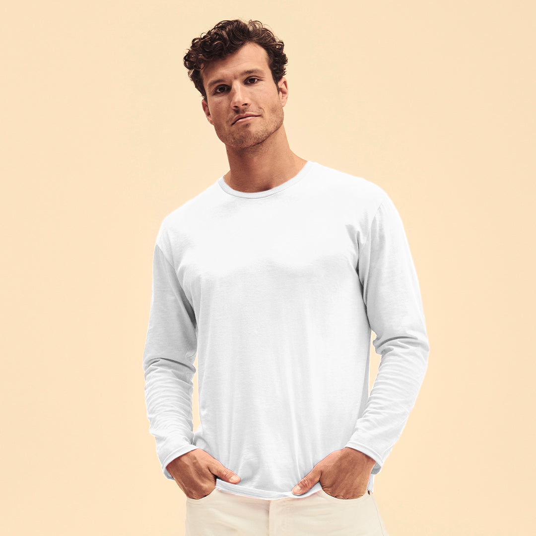 Iconic Long Sleeve T – Comfortable and Durable Cotton Tee by Fruit Of The Loom Default One Size