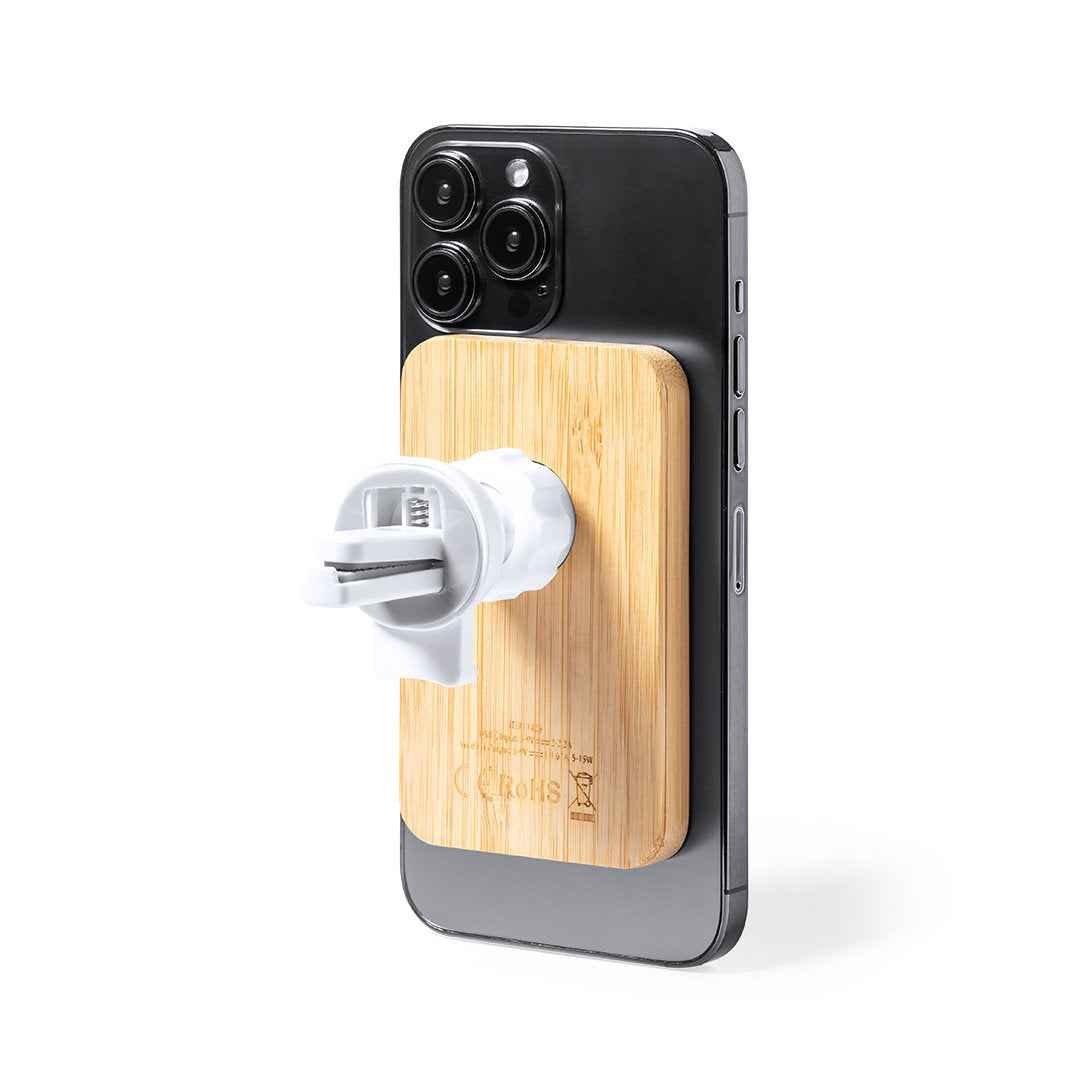Gonzo Bamboo Wireless Car Charger – Sustainable Smartphone Holder with 15W Wireless Charging