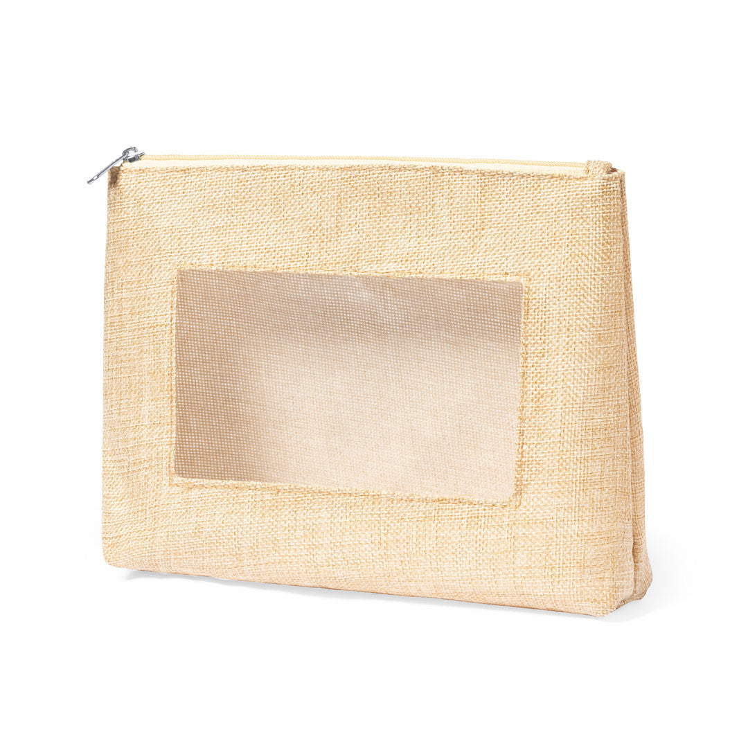 Flumit Beauty Bag – Natural Tone Polyester with Transparent EVA Window