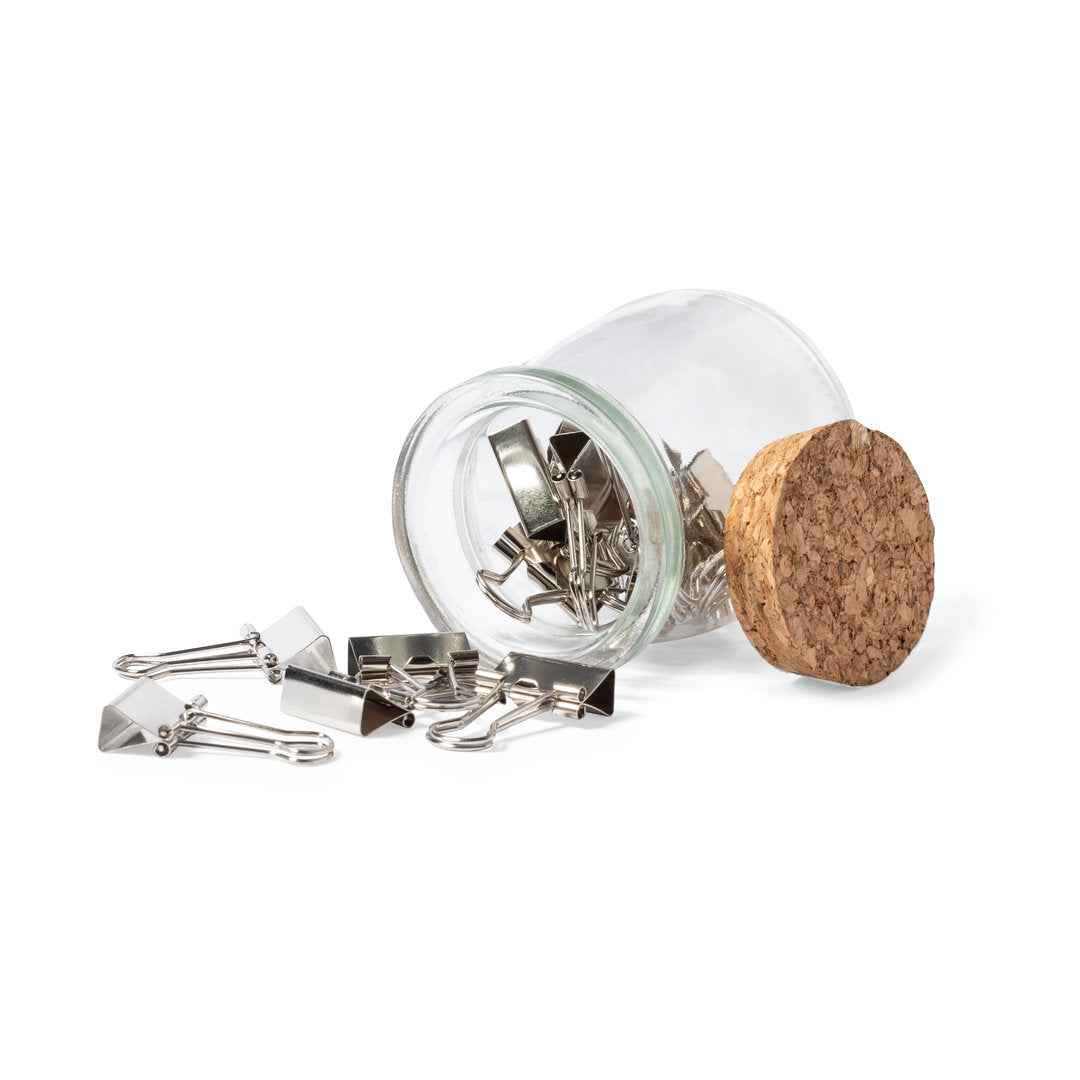 Forsen Clip Holder - Vintage Glass Clip Holder with Cork Lid