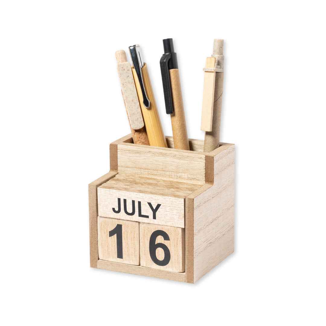 Laorek Pen Holder with Perpetual Calendar - Sustainable Office Accessory