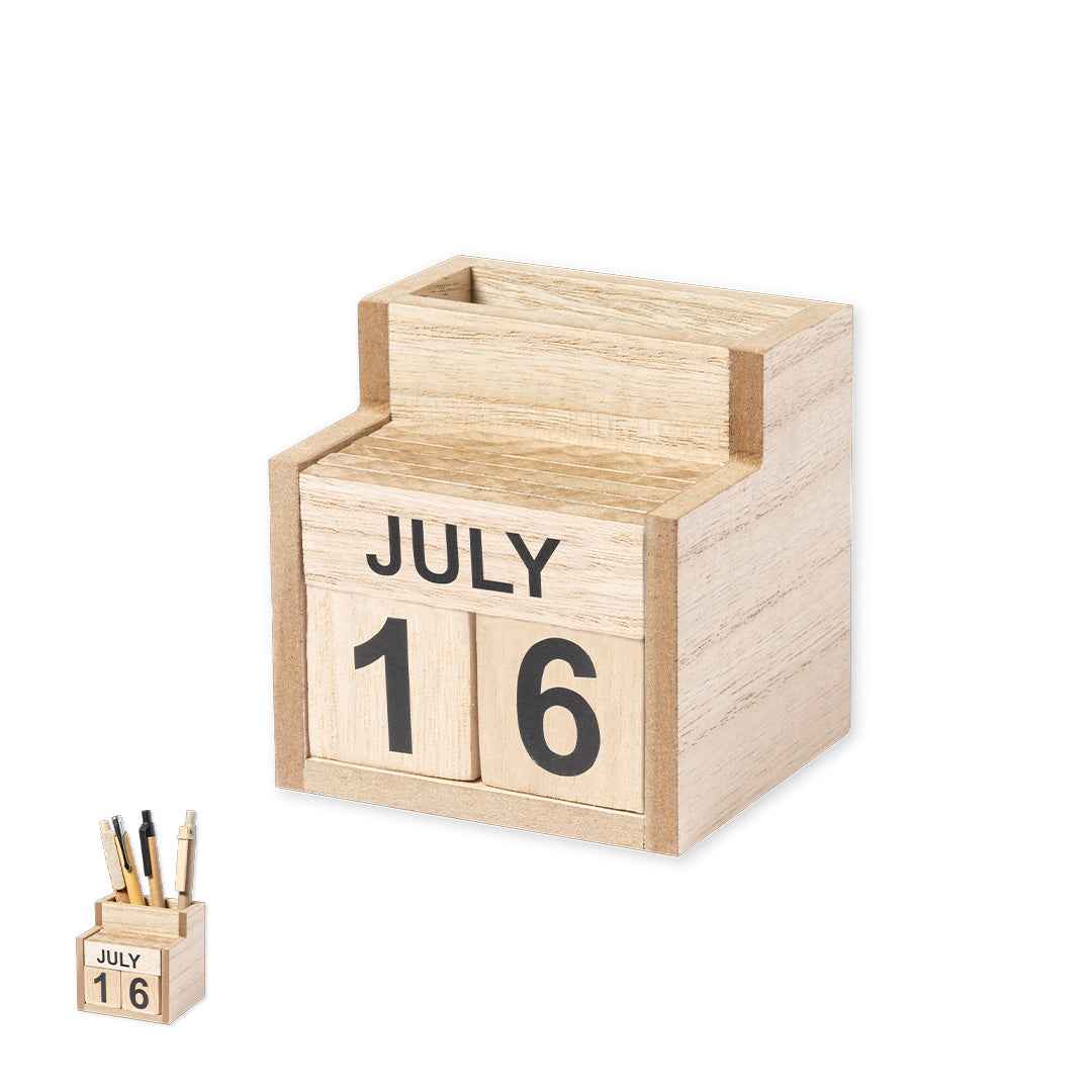 Laorek Pen Holder with Perpetual Calendar - Sustainable Office Accessory