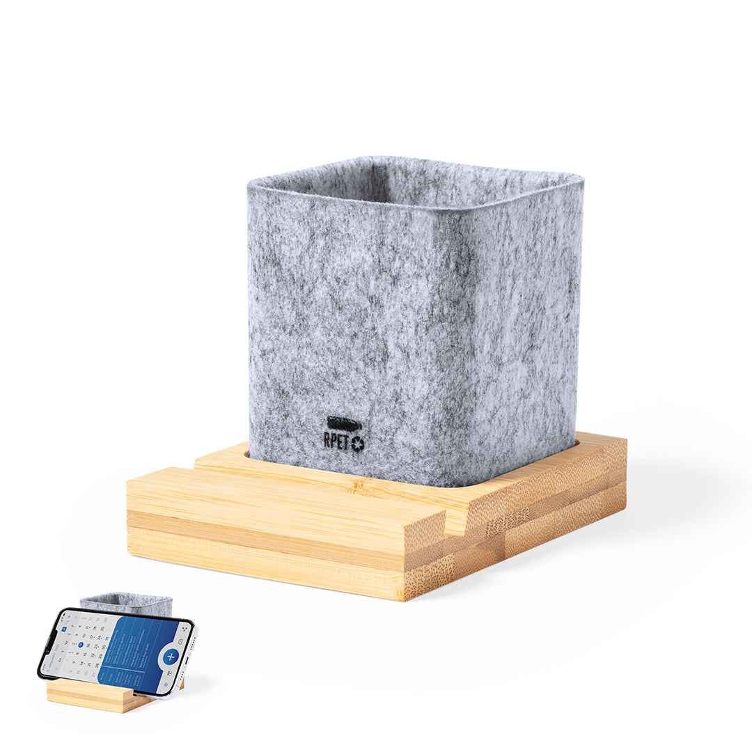 Firdex Pen Holder – Sustainable Felt RPET and Bamboo Desk Accessory