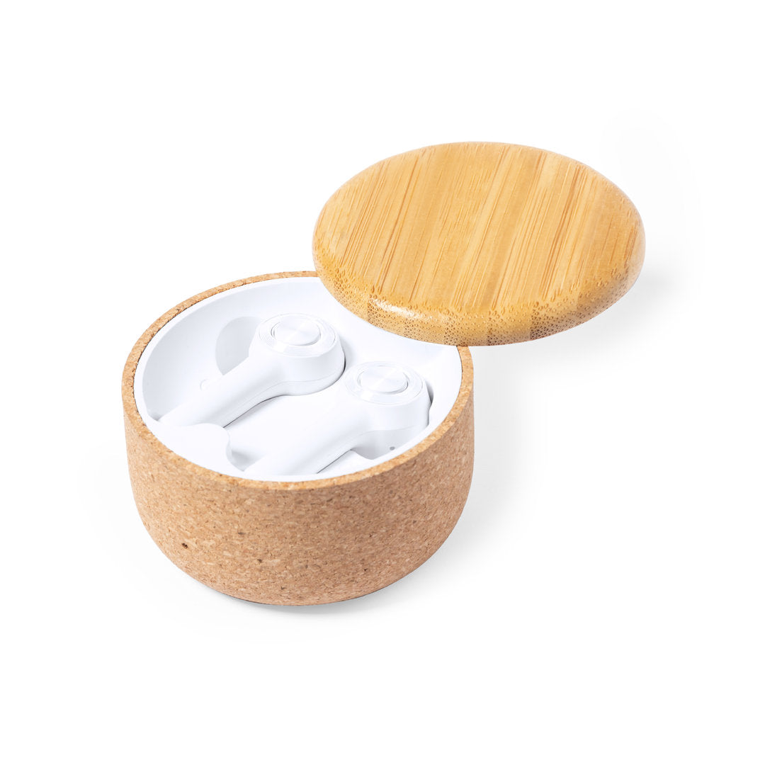 Grigal Bluetooth Earphones with Cork Charging Base – Sustainable Tech Accessory