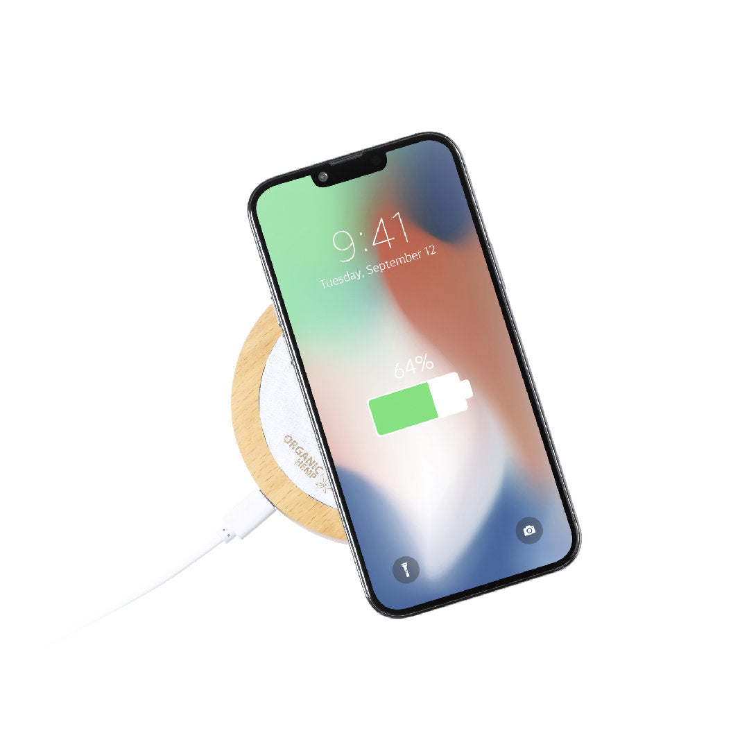 Kuzgal Wireless Charger with Hemp Case – Sustainable Tech Accessory for Irish Businesses