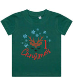 1st Christmas t-shirt in bottle green