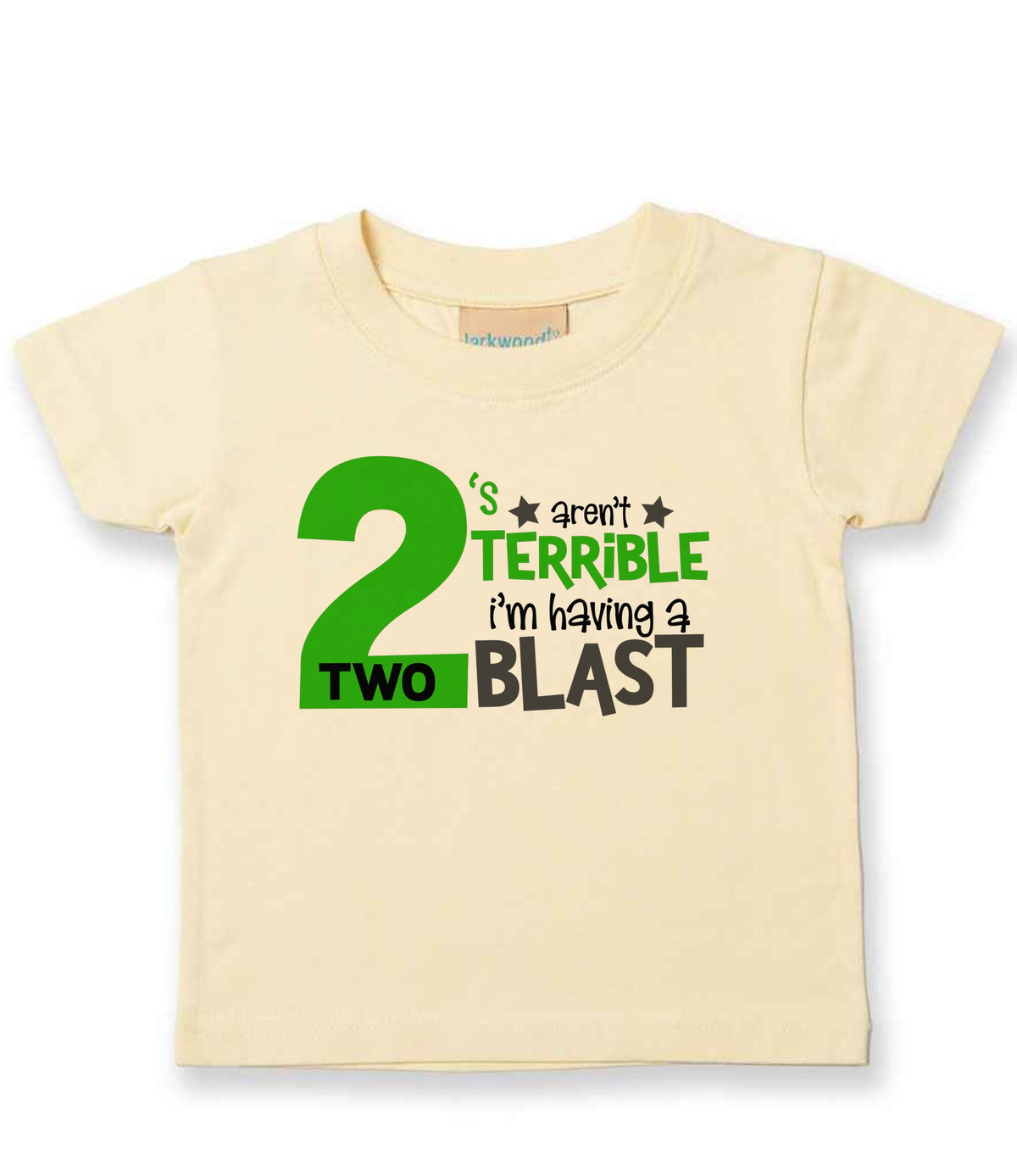2 'S Aren't TERRIBLE I'm Having a TWO BLAST t-shirt in pale yellow