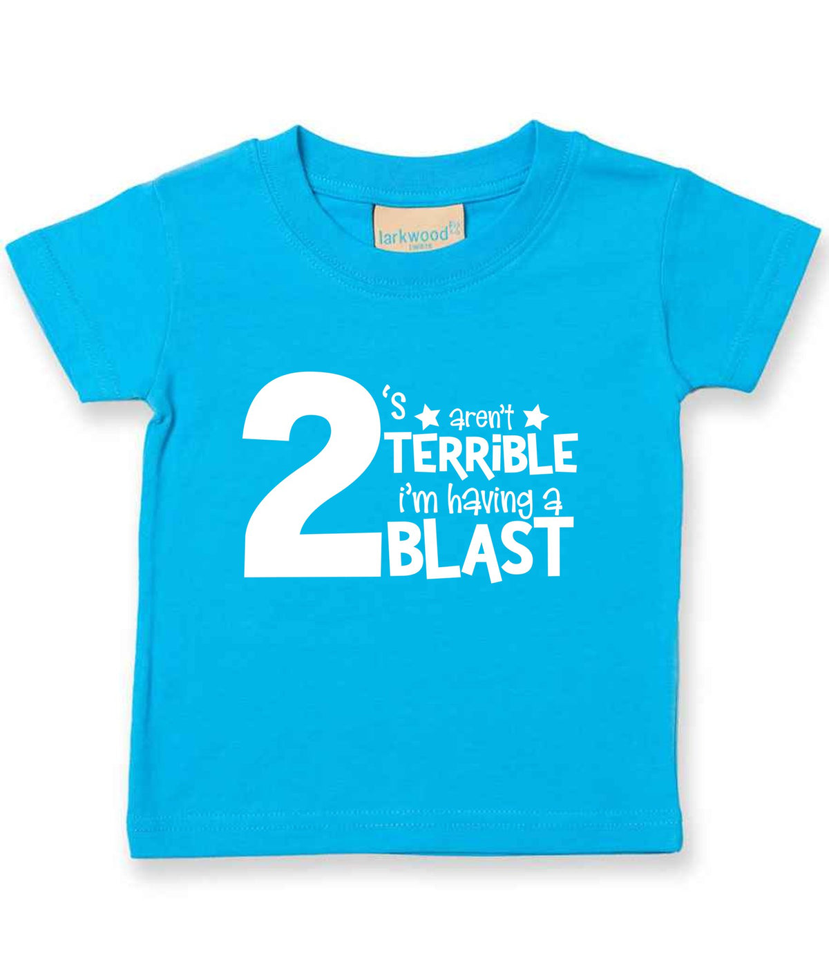 2 'S Aren't TERRIBLE I'm Having a TWO BLAST t-shirt in turquoise blue