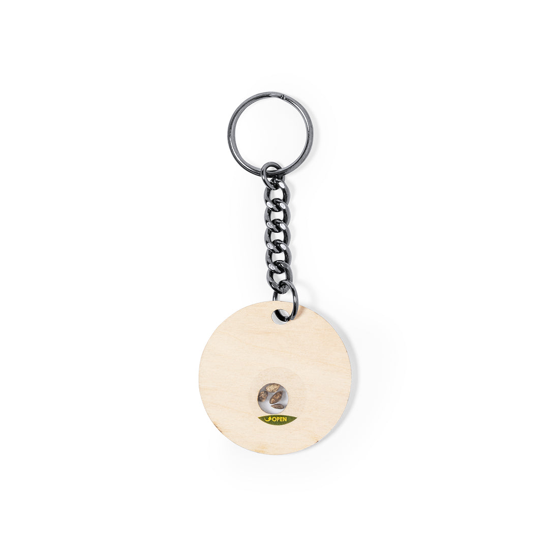 Krusty Wooden Keyring with Pine Seeds – Sustainable Promotional Gift
