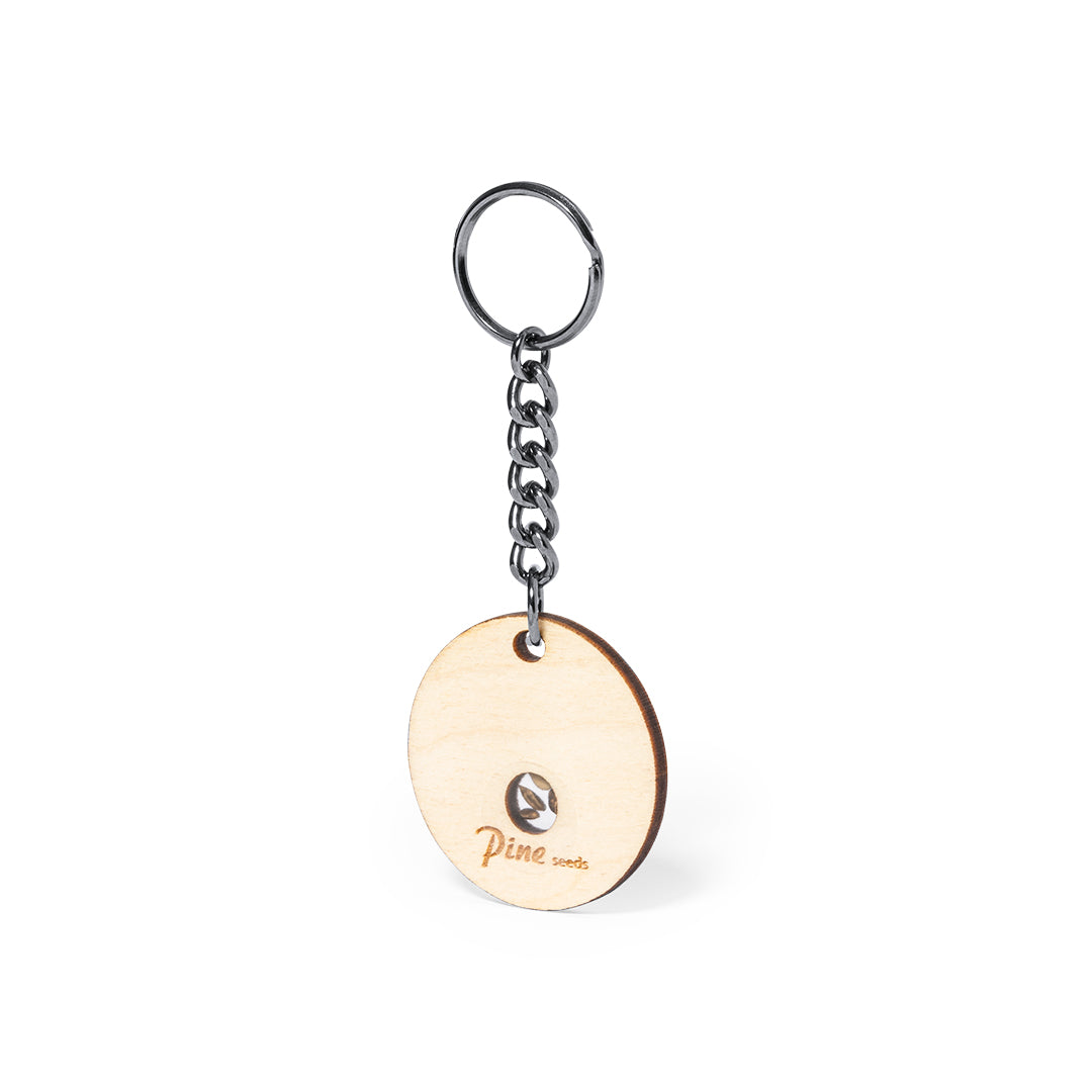 Krusty Wooden Keyring with Pine Seeds – Sustainable Promotional Gift