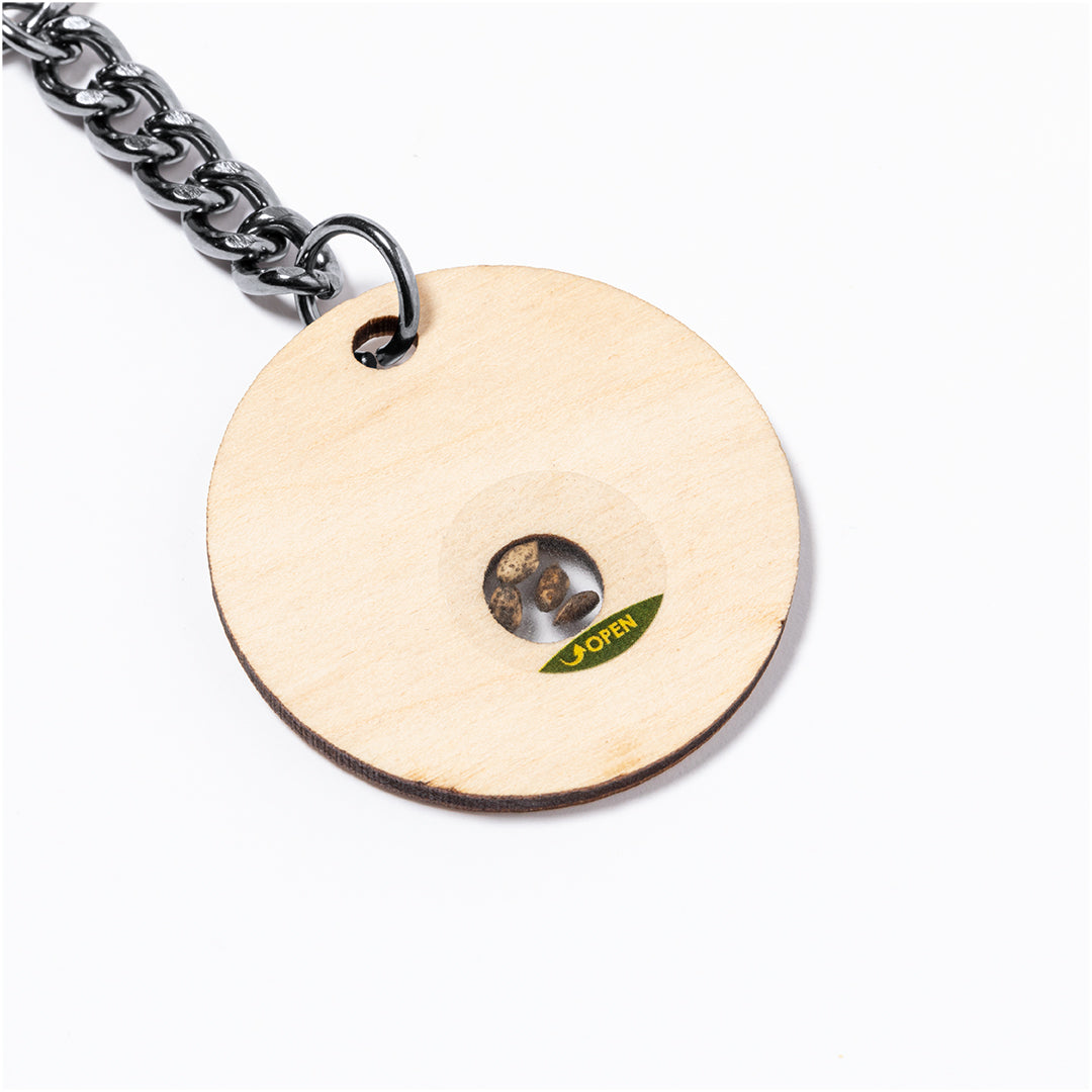 Krusty Wooden Keyring with Pine Seeds – Sustainable Promotional Gift
