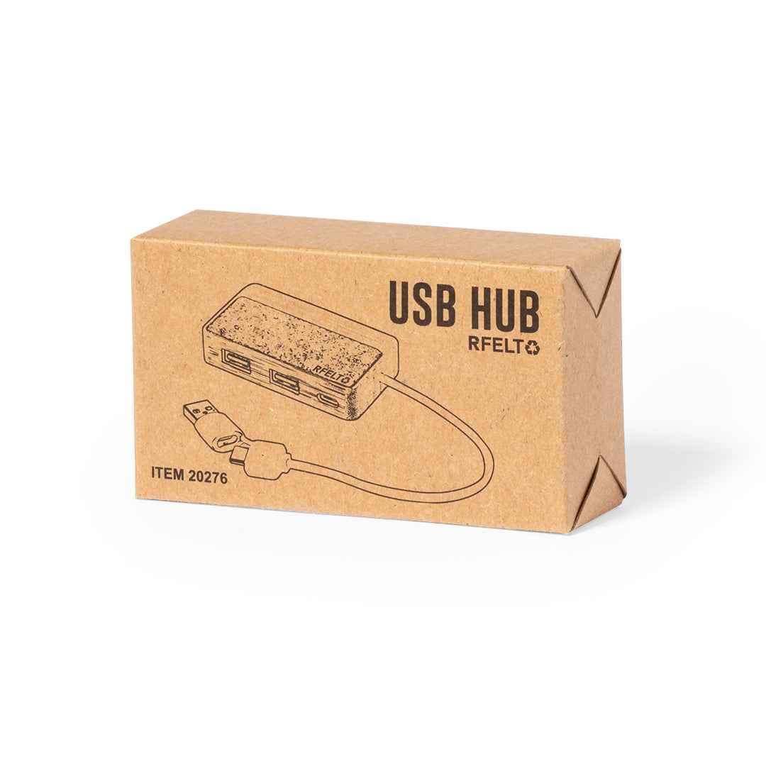 Barney Bamboo USB Hub with RPET Felt – Sustainable Tech Accessory