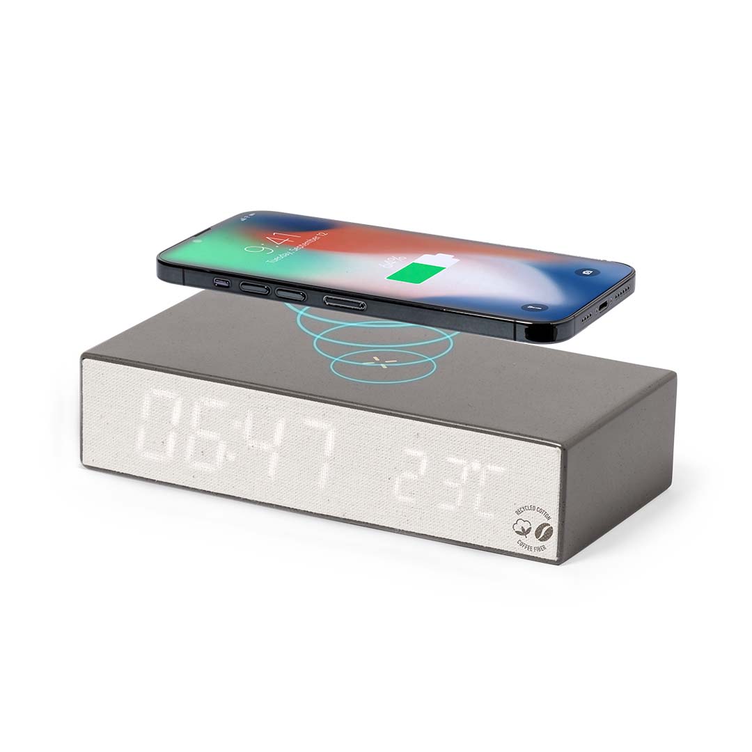 Barret Wireless Charger Clock - Sustainable Multifunctional Desk Accessory