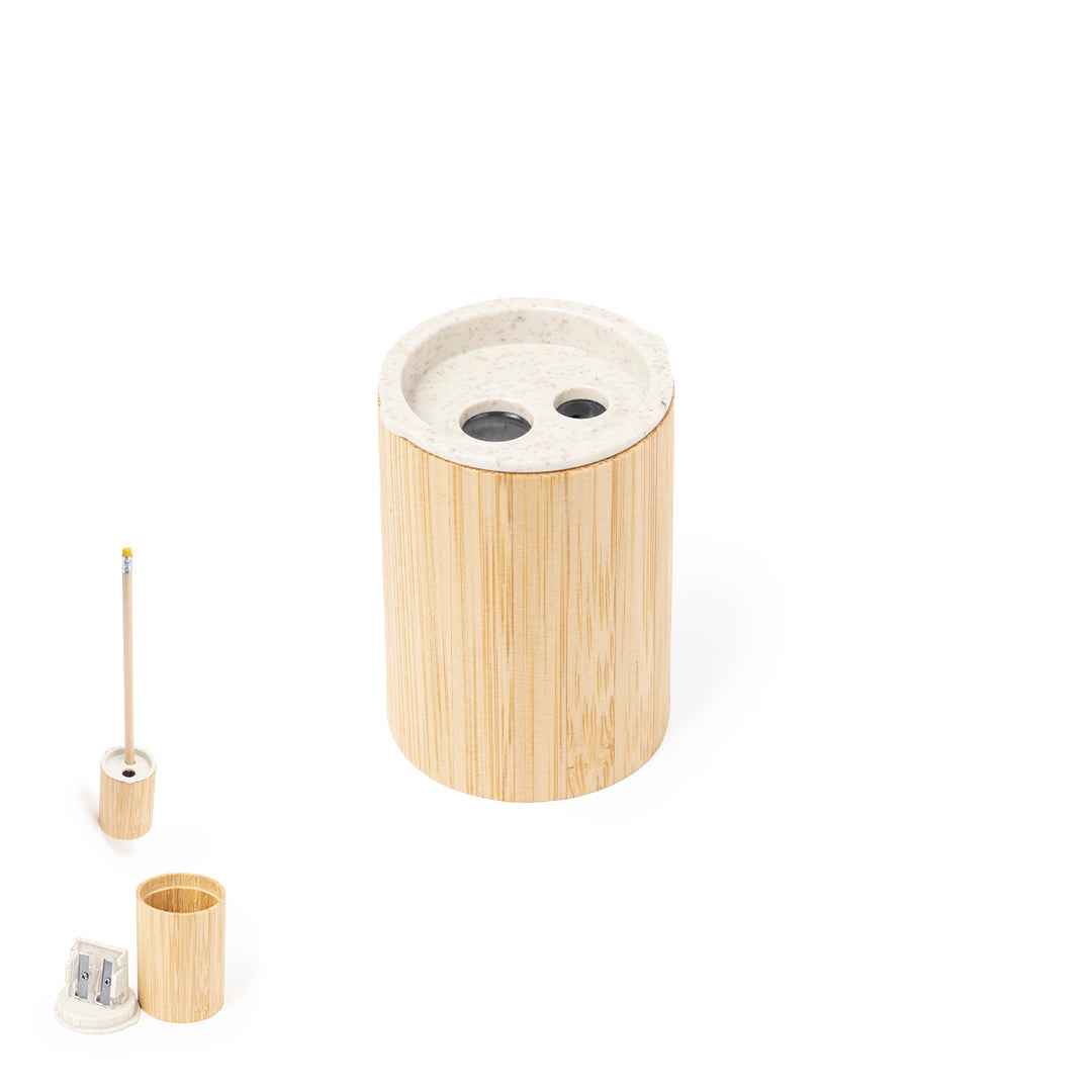 Dilaver Pencil Sharpener – Eco-Friendly Bamboo and Wheat Straw Design