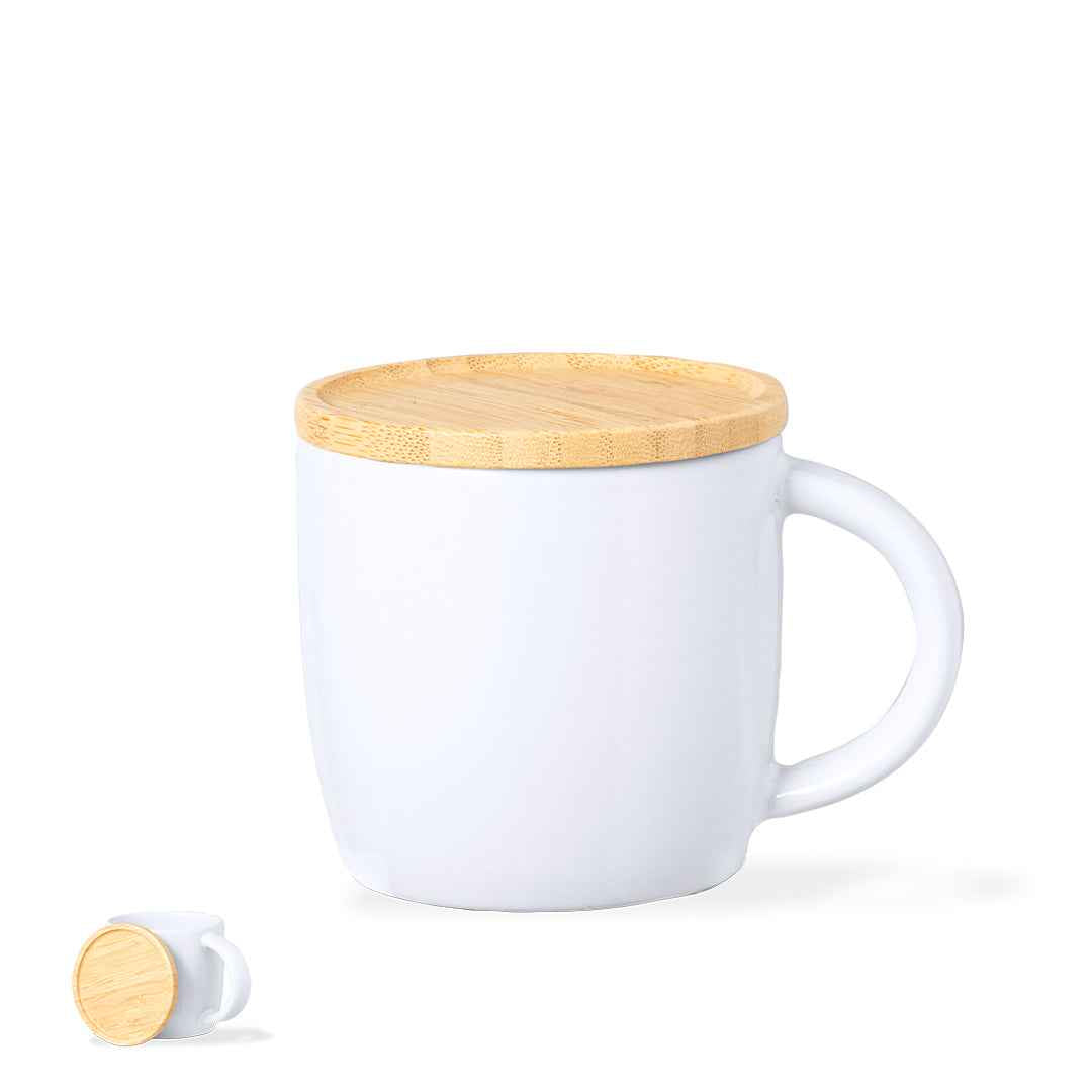Zenara Ceramic Mug – Eco-Friendly Bamboo Lid Coffee Mug