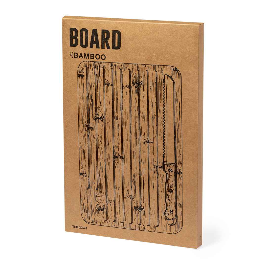 Myoria Bamboo Kitchen Board with Knife – Sustainable and Practical
