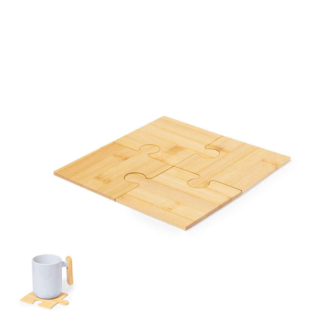 Mizar Bamboo Coasters - Eco-Friendly Puzzle Set of 4
