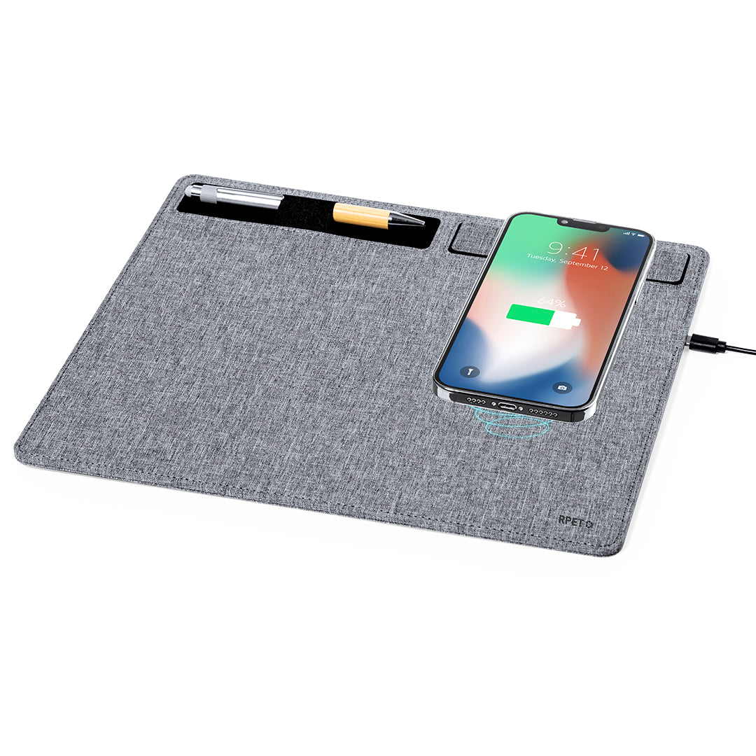 Deuz Wireless Charging Mouse Pad - Sustainable Office Accessory from Fou Tees Ireland