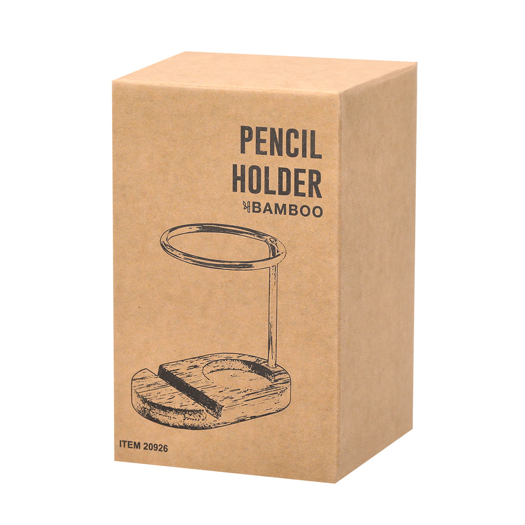 Furik Bamboo Pen Holder with Stand – Sustainable Office Accessory