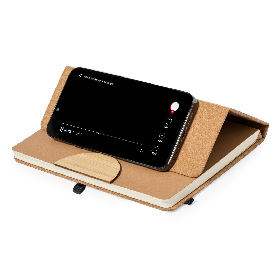 Drizax Notebook – Sustainable Cork Cover with Smartphone Holder
