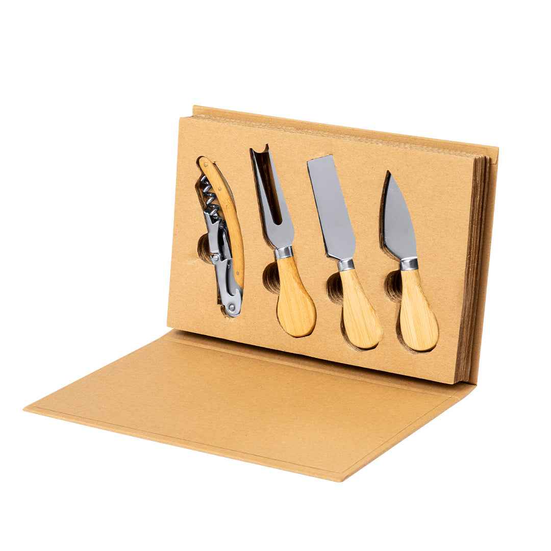 Sondrex Cheese and Wine Set – Sustainable Stainless Steel and Bamboo Accessories