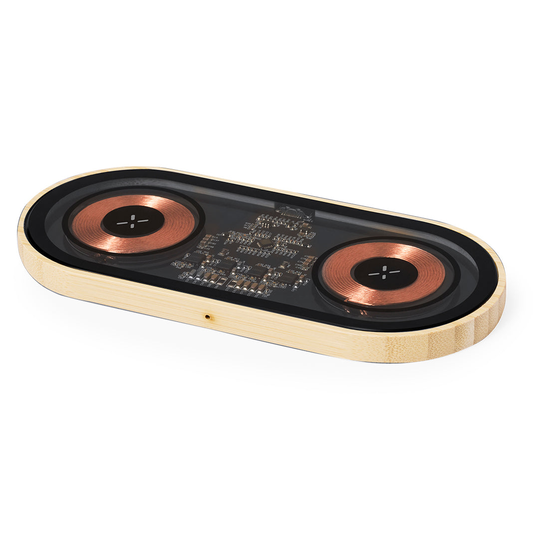 Layerit Dual Wireless Charger with Bamboo Base - Sustainable Tech for Irish Businesses