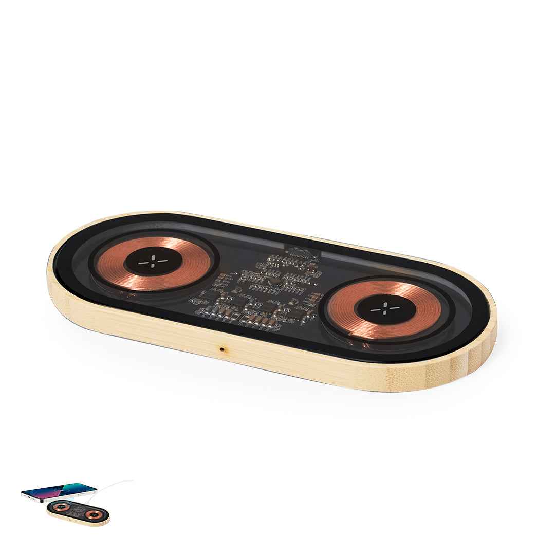 Layerit Dual Wireless Charger with Bamboo Base - Sustainable Tech for Irish Businesses