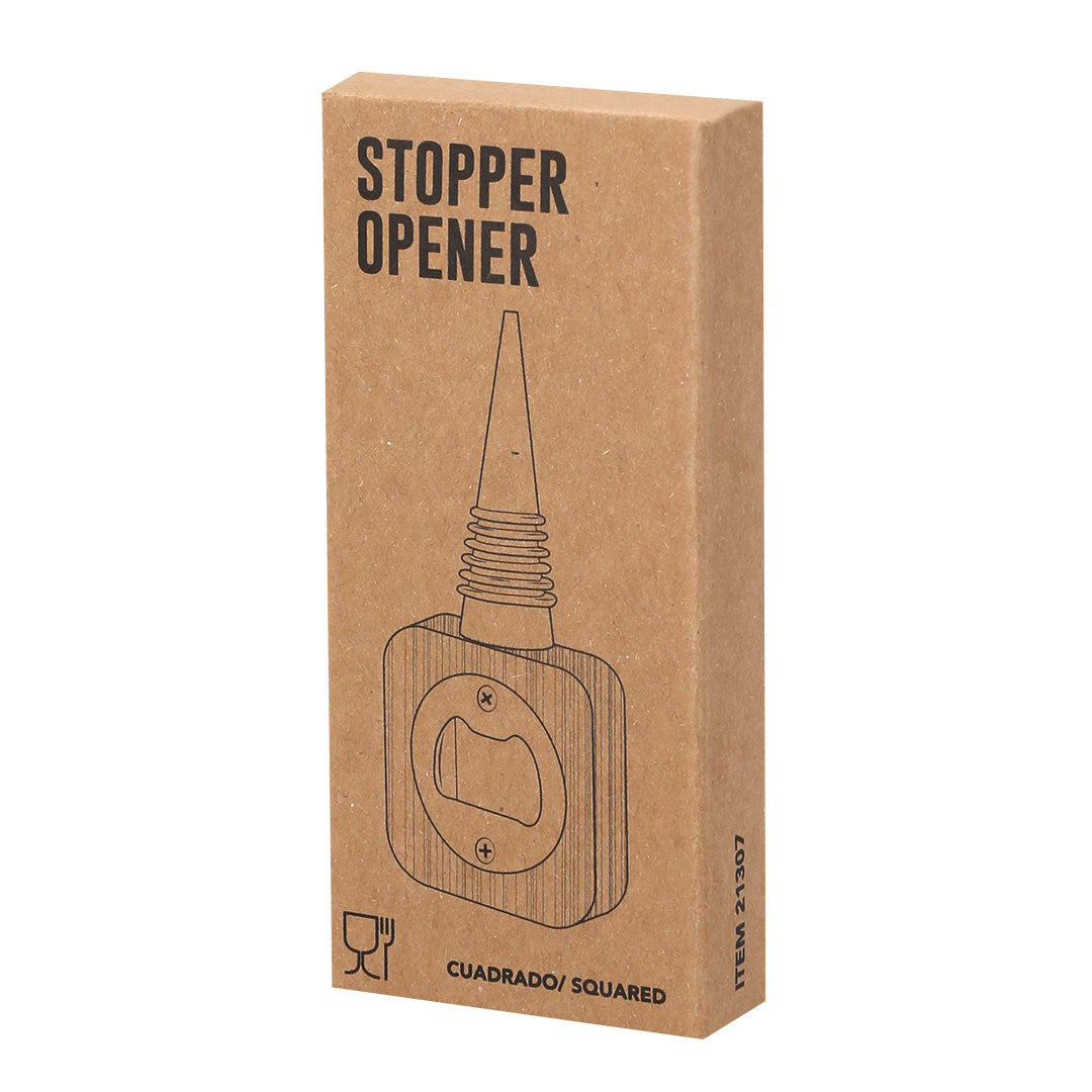 Pomni Bamboo Bottle Stopper with Integrated Opener