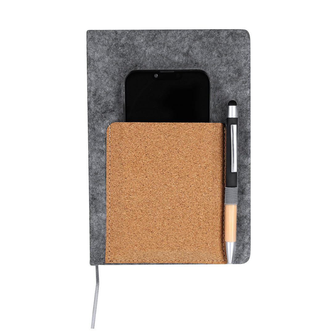 Wilko Notepad - Sustainable RPET Felt Cover with Cork Pocket