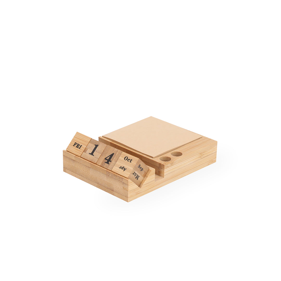 Dex Perpetual Calendar Notepad Holder – Stylish Bamboo Desk Accessory