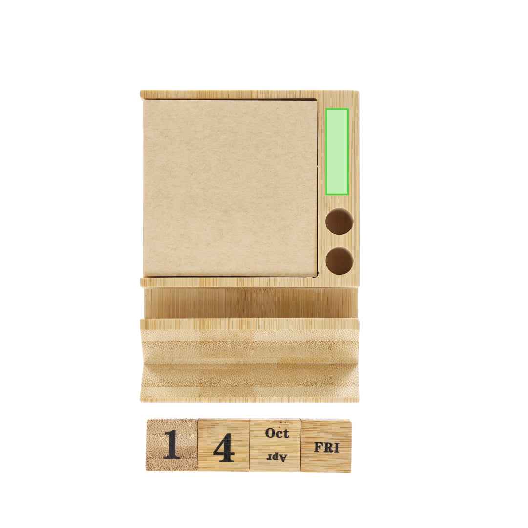 Dex Perpetual Calendar Notepad Holder – Stylish Bamboo Desk Accessory