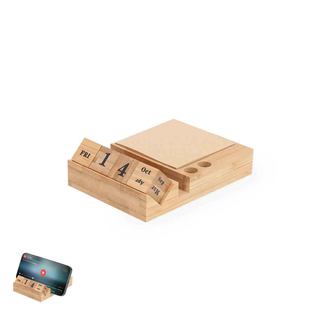 Dex Perpetual Calendar Notepad Holder – Stylish Bamboo Desk Accessory