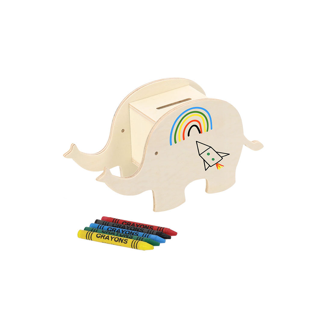 Yilmax Wooden Coin Bank - Customisable Natural Wood Savings Box