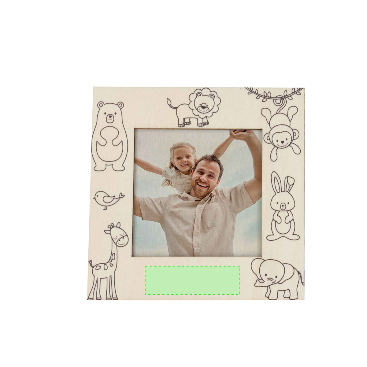 Kunku Photo Frame – Natural Wood Frame with Animal Design