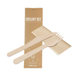 Kumix Eco-Friendly Wooden Cutlery Set – Sustainable 3-in-1 Utensils with Napkin