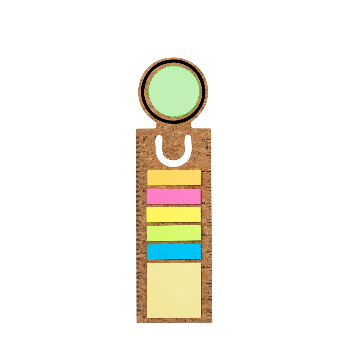 Rusnik Cork Bookmark Ruler with Sticky Notes – Sustainable Office Essential