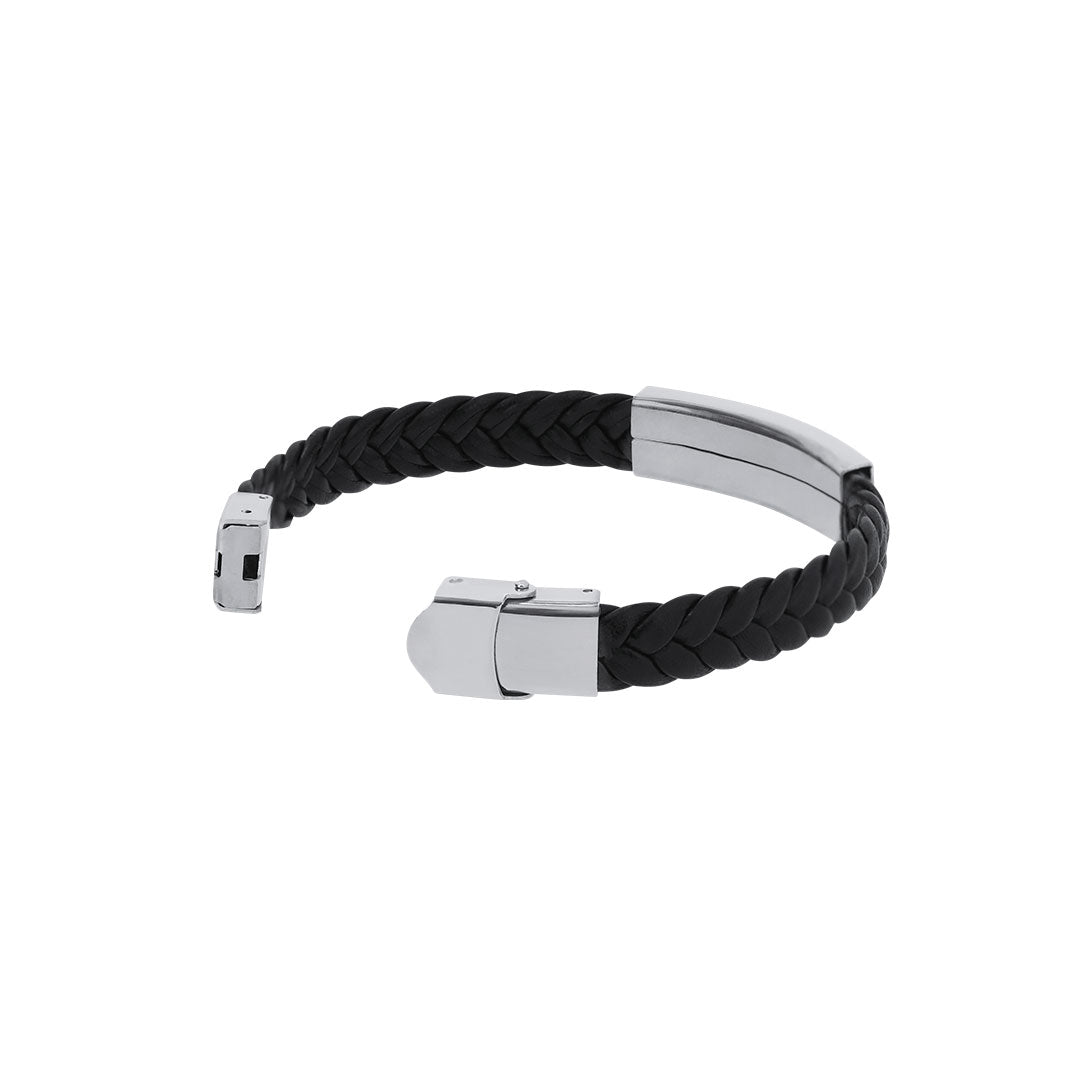 Mubark Bracelet – Stylish Synthetic Leather and Stainless Steel Bracelet