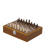 Menzie Hip Flask Set – Elegant Wooden Finish and Chessboard Design